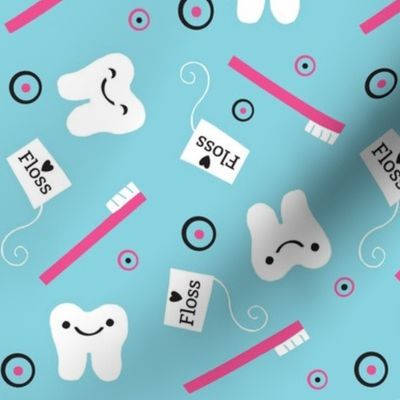 Floss Brush / Teeth / pink & blue 