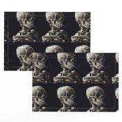 skulls skeletons smoking smoke cigarettes death morbid spooky anatomy anatomical studies eerie macabre bizarre  