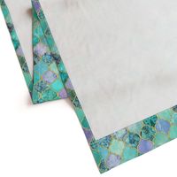 Pale Mint & Lilac Decorative Moroccan Tiles with Gold Edges