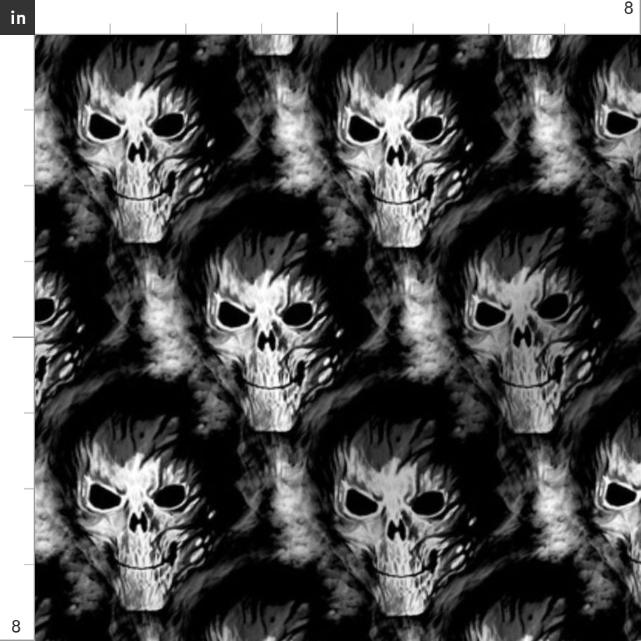 skull in black Fabric | Spoonflower