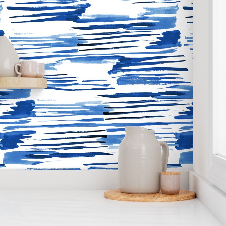 Stripes watercolor blue