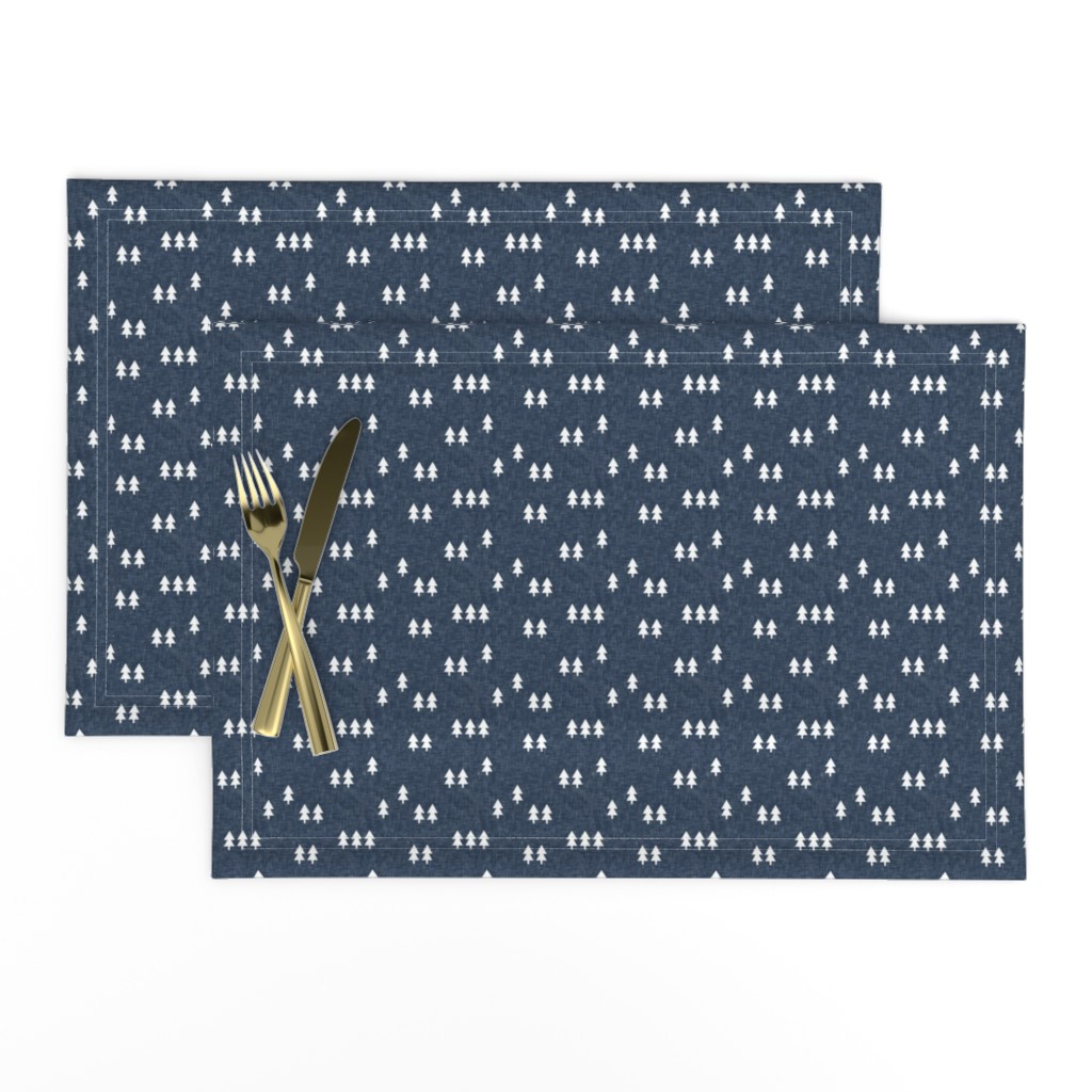 (small scale) trees on navy linen