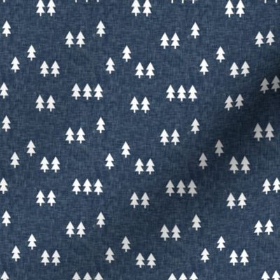 (small scale) trees on navy linen