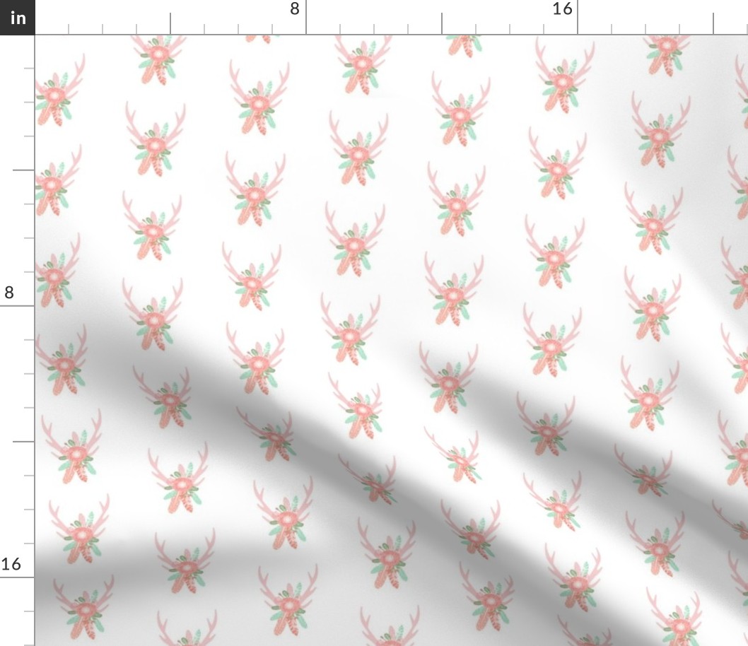 feather antlers florals boho baby girl fabric nursery design 