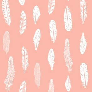 feathers fabric pink baby girl nursery design  peach