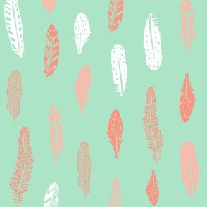 feathers fabric mint and coral baby girl nursery design