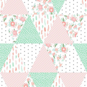 triangles cheater quilt baby florals feathers