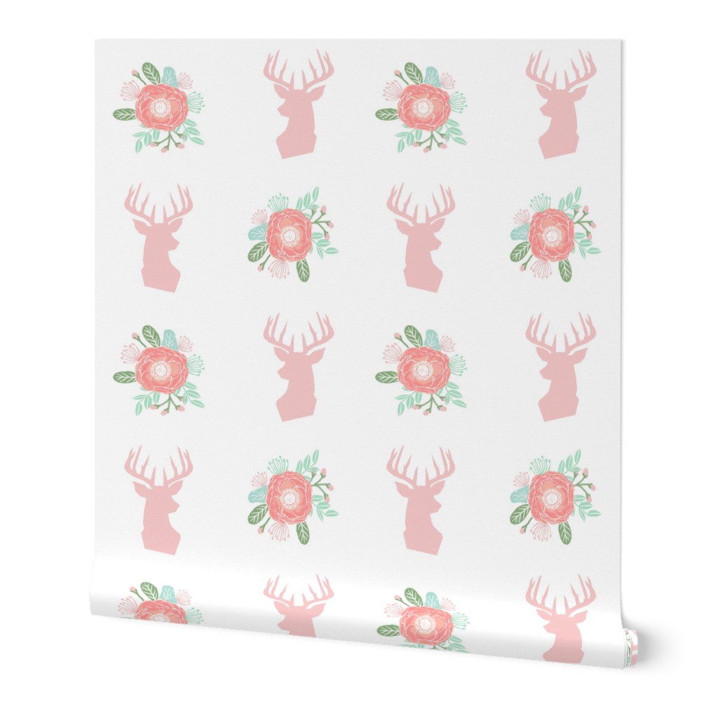 floral deer head fabric cute baby girl nursery design