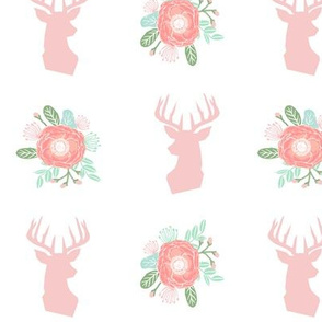 floral deer head fabric cute baby girl nursery design