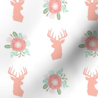 floral deer head fabric peach florals fabric