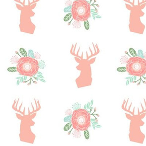 floral deer head fabric peach florals fabric