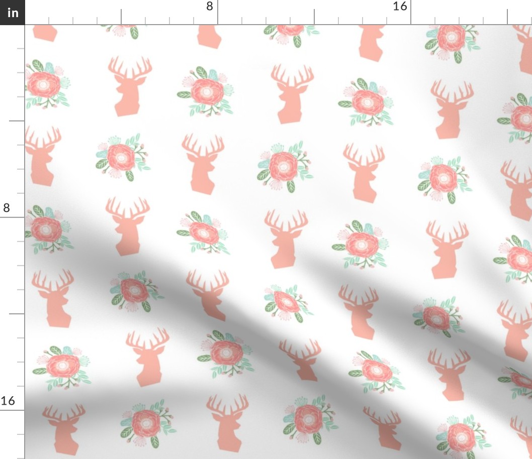 floral deer head fabric peach florals fabric