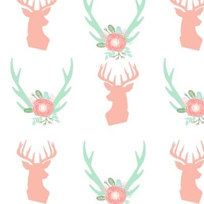 mint and peach deer head fabric antlers feathers boho