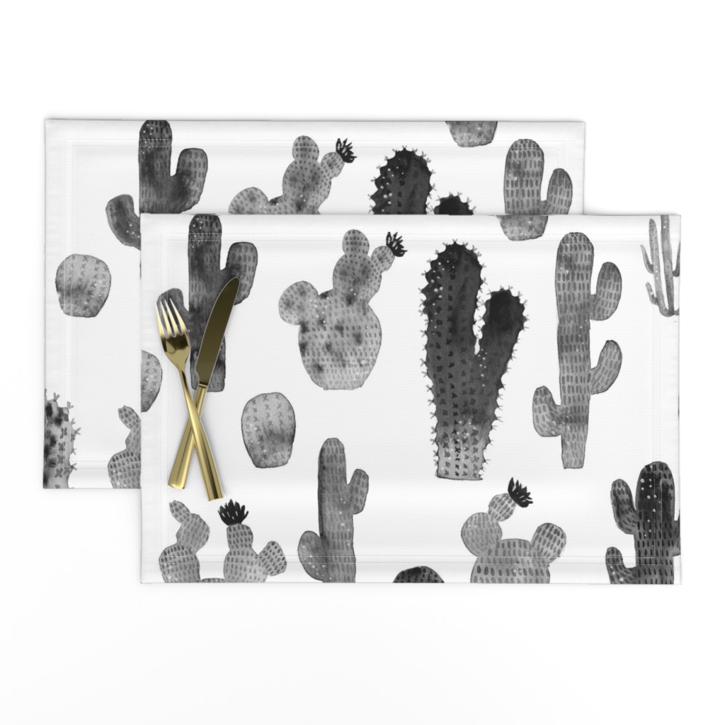 Black and White Watercolor Cactus - Larger Size