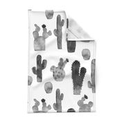 Black and White Watercolor Cactus - Larger Size