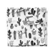 Black and White Watercolor Cactus - Larger Size