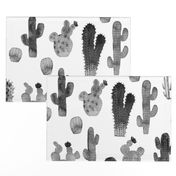 Black and White Watercolor Cactus - Larger Size