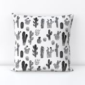 Black and White Watercolour Cactus - Smaller Size