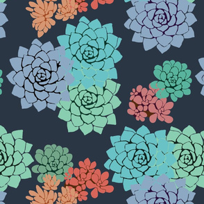 Seamless pattern with succulent plants