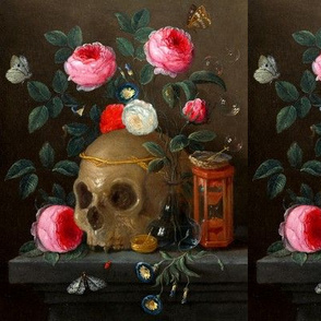 skulls skeletons bones flowers floral leaves roses Camellia Peony plants butterflies butterfly morning glory trumpet flower bubbles hourglasses vases insects vintage retro spooky macabre  gothic victorian