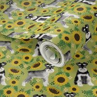 schnauzer fabric dog and sunflower summer fabric - green