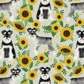 schnauzer fabric dog and sunflower summer fabric - neutral