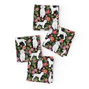 poodle fabric white poodle design hawaiian tropical design - black