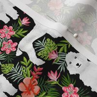 poodle fabric white poodle design hawaiian tropical design - black