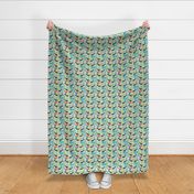 schnauzer summer sandcastles design summer dog fabric - mint