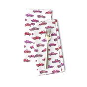 Girly Toy Cars in Watercolor on White