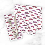 Girly Toy Cars in Watercolor on White