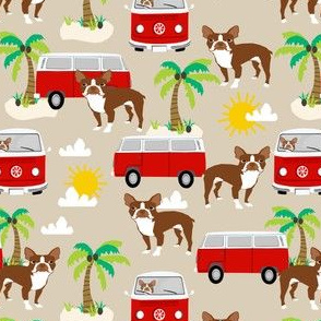 boston terrier  summer design - sand