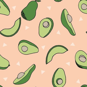 avocados fabric // avocado fruit and veggies fabric by andrea lauren - blush