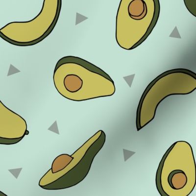 avocados fabric // avocado fruit and veggies fabric by andrea lauren - dark / blue