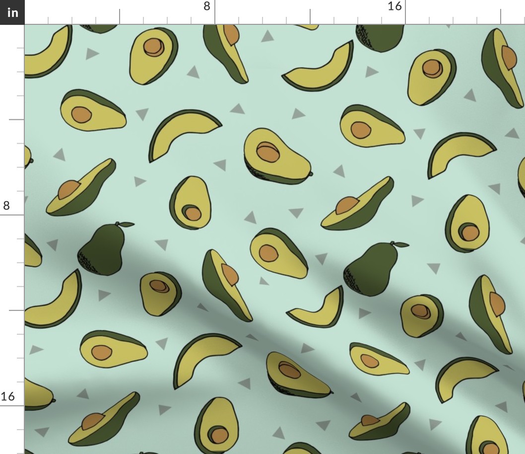 avocados fabric // avocado fruit and veggies fabric by andrea lauren - dark / blue