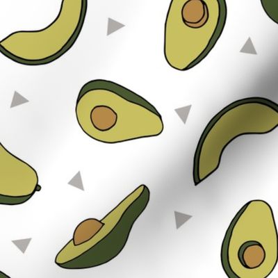 avocados fabric // avocado fruit and veggies fabric by andrea lauren - dark/white