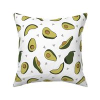 avocados fabric // avocado fruit and veggies fabric by andrea lauren - dark/white