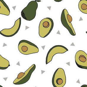 avocados fabric // avocado fruit and veggies fabric by andrea lauren - dark/white