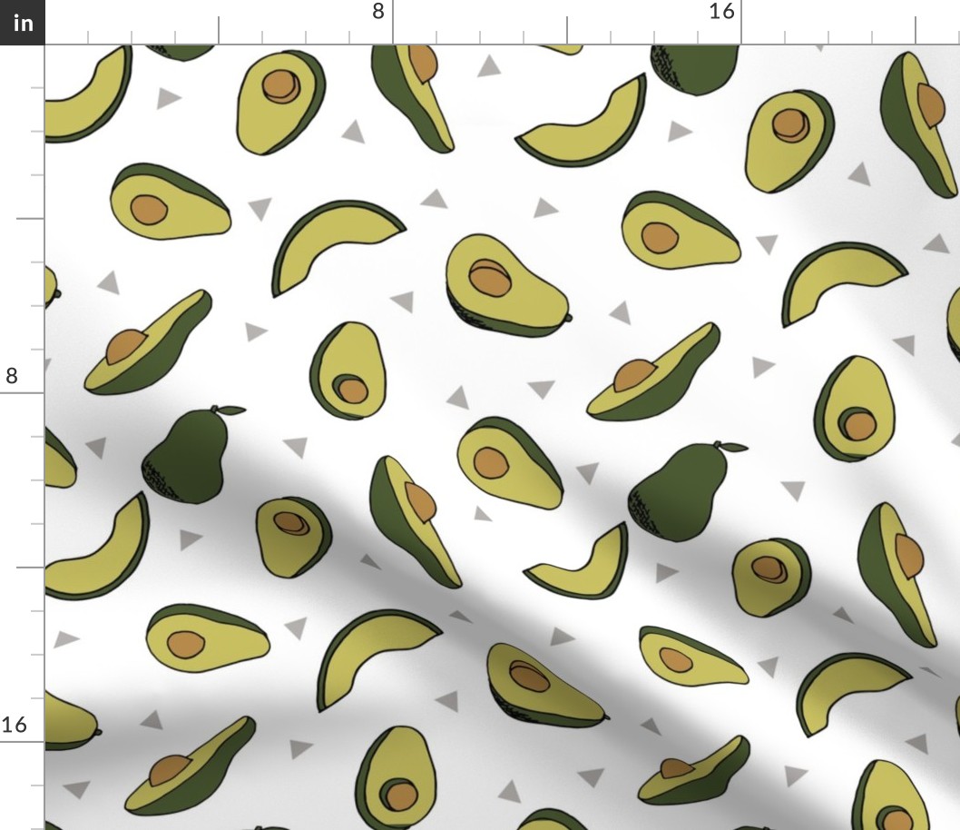 avocados fabric // avocado fruit and veggies fabric by andrea lauren - dark/white