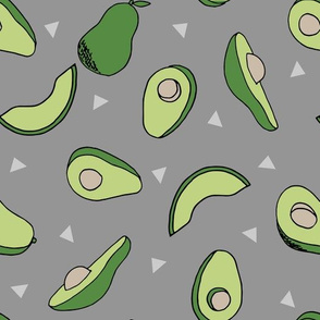 avocados fabric // avocado fruit and veggies fabric by andrea lauren - grey