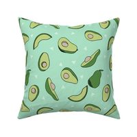 LARGE avocados fabric // avocado fruit and veggies fabric by andrea lauren - mint
