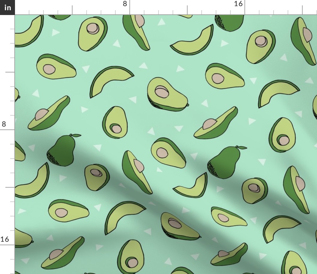 LARGE avocados fabric // avocado fruit and veggies fabric by andrea lauren - mint