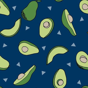 avocados fabric // avocado fruit and veggies fabric by andrea lauren -navy