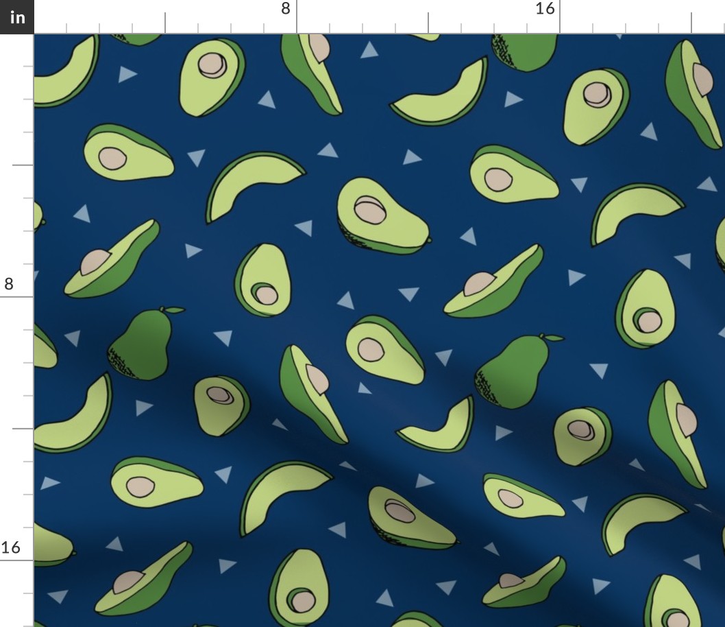 avocados fabric // avocado fruit and veggies fabric by andrea lauren -navy