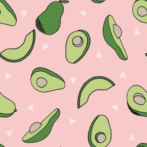 avocados fabric // avocado fruit and veggies fabric by andrea lauren - pink