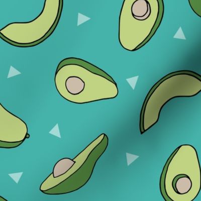 avocados fabric // avocado fruit and veggies fabric by andrea lauren - turquoise