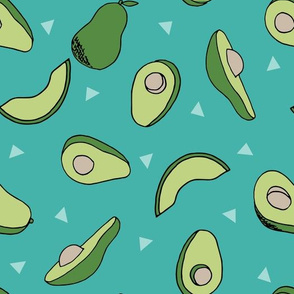 avocados fabric // avocado fruit and veggies fabric by andrea lauren - turquoise