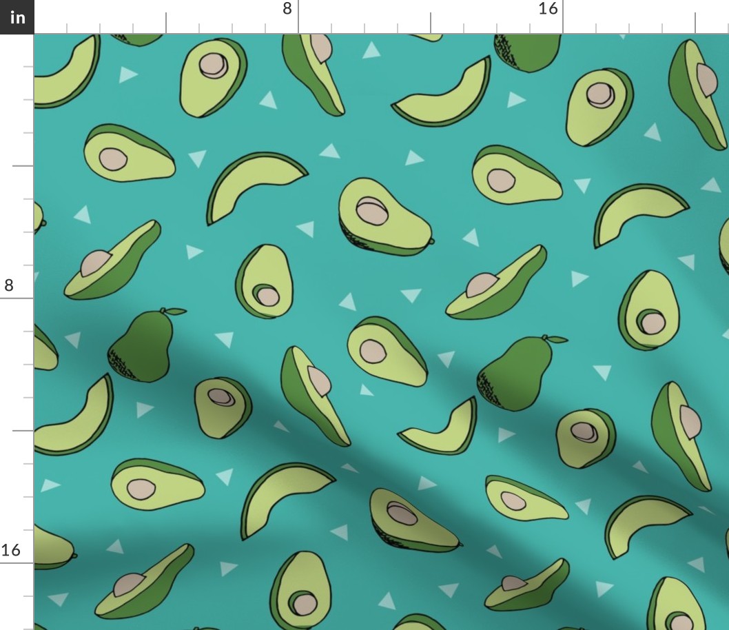 avocados fabric // avocado fruit and veggies fabric by andrea lauren - turquoise