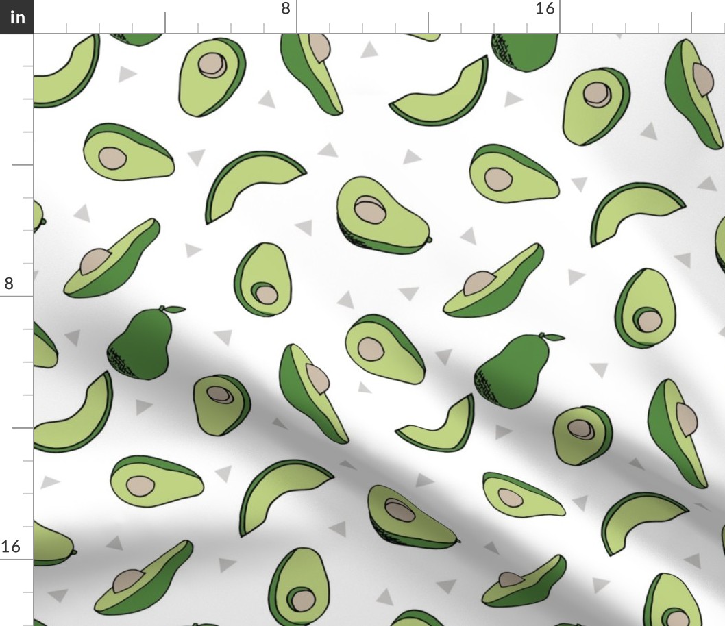 avocados fabric // avocado fruit and veggies fabric by andrea lauren - white