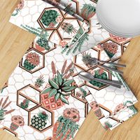 Moroccan Tile garden,  inspired by Moroccan Riad gardens, Marrakesh Garden succulents // Marrakech succulent fabric // cacti, western, Succulent flowers, succulent floral